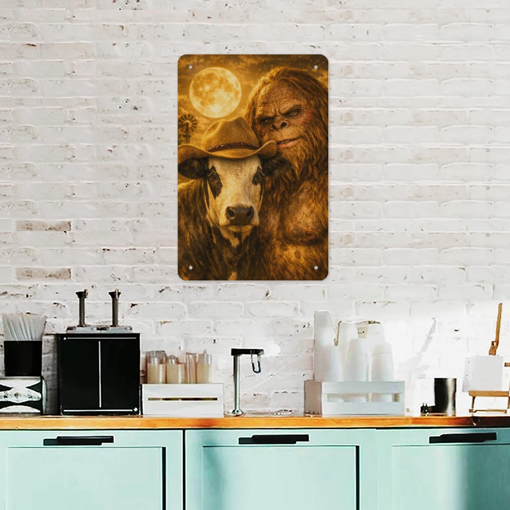 The Ranch Legends  Dennis & Bigfoot Under the Moon Wolf Hill Ranch Metal Sign"