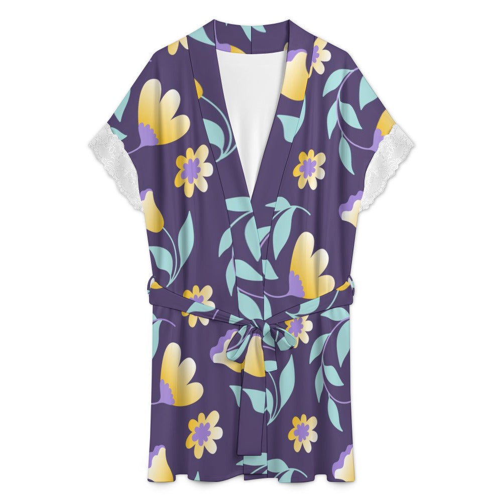 Women's Lace-Trimmed Kimono Robe Collection
