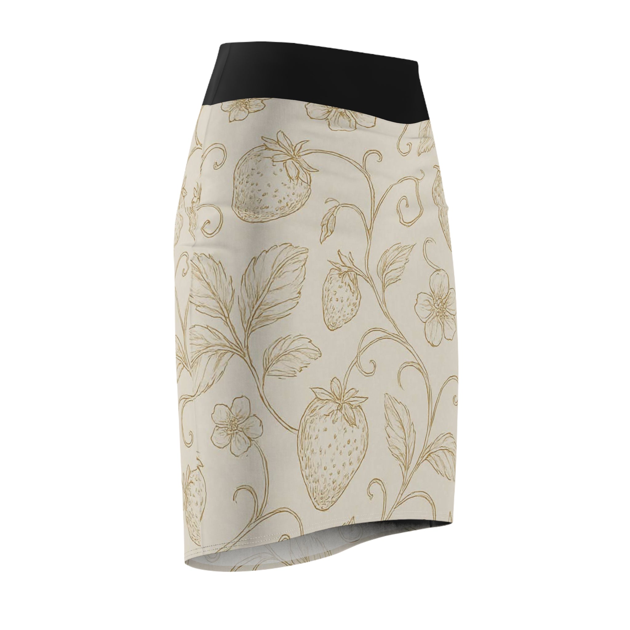 Strawberry Vine Pencil Skirt — Vintage Floral Print