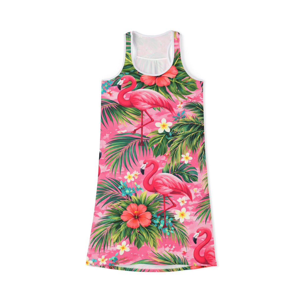 Tropical Flamingo Racerback Dress — Pink Hibiscus All-Over Print