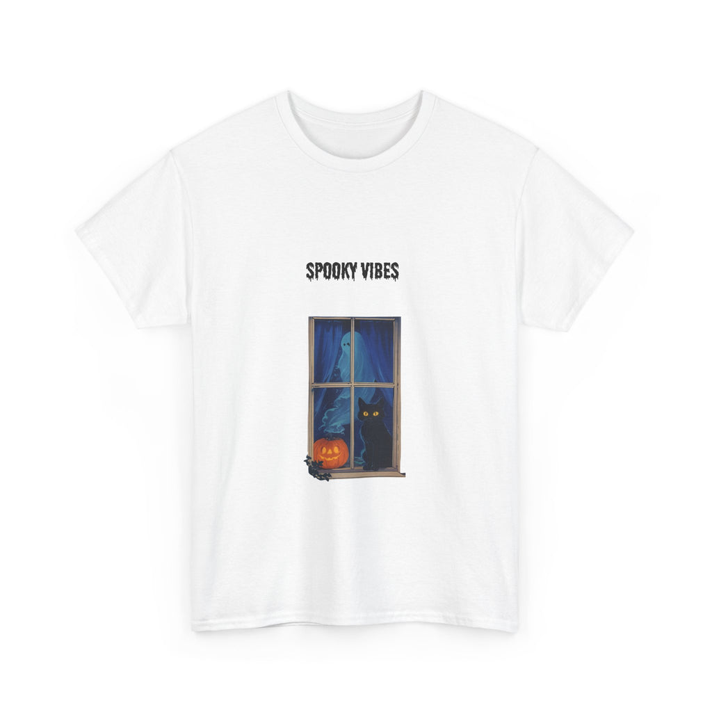Spooky Vibes Unisex Heavy Cotton Tee, Halloween T-Shirt, Fall Apparel, Graphic Tee, Seasonal Clothing, Casual Wear