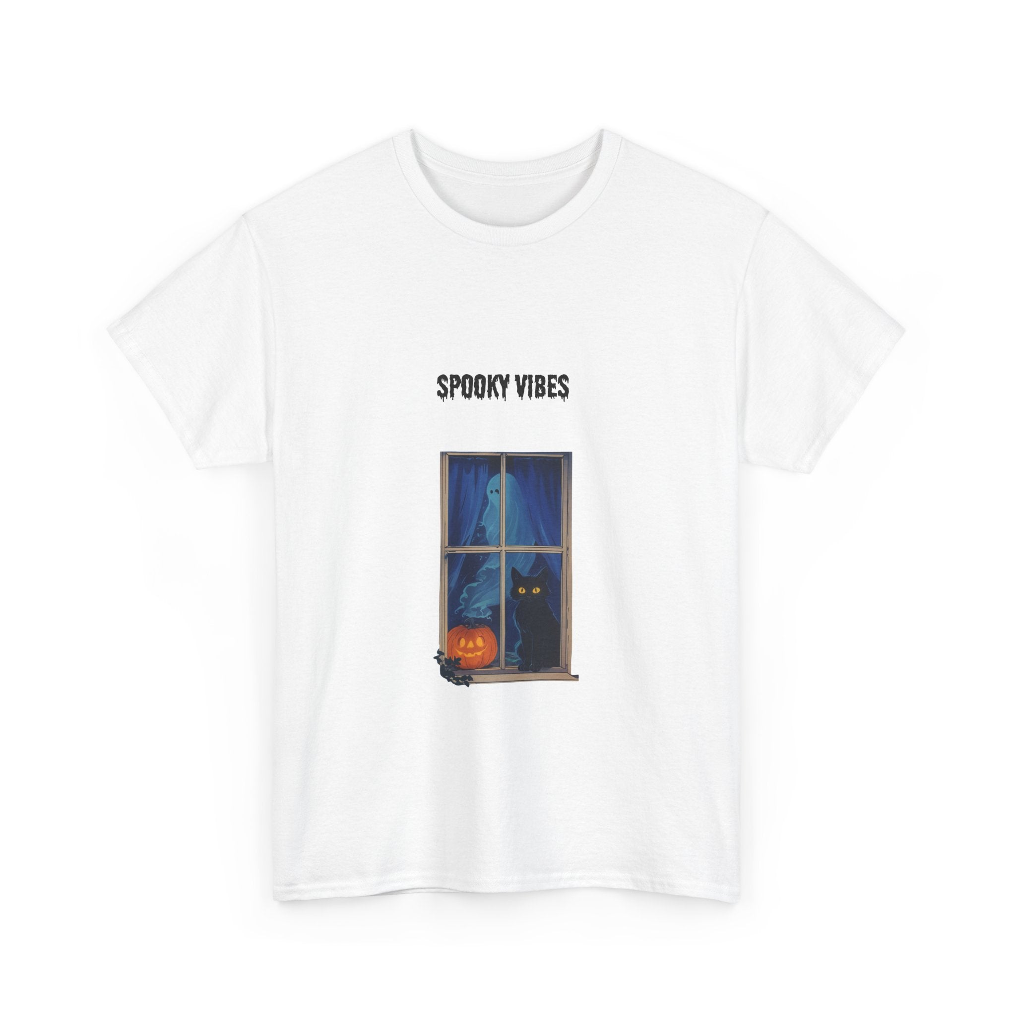 Spooky Vibes Unisex Heavy Cotton Tee, Halloween T-Shirt, Fall Apparel, Graphic Tee, Seasonal Clothing, Casual Wear
