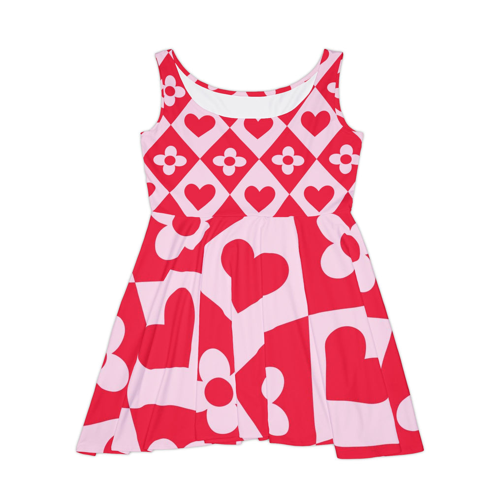 Heart & Flower Pink Dress — Women's Retro