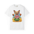 Tropical Dog T-Shirt - Fun Unisex Garment-Dyed Tee with Hawaiian Design, Summer Apparel, Beachwear, Gift for Pet Lovers, Vacation Style