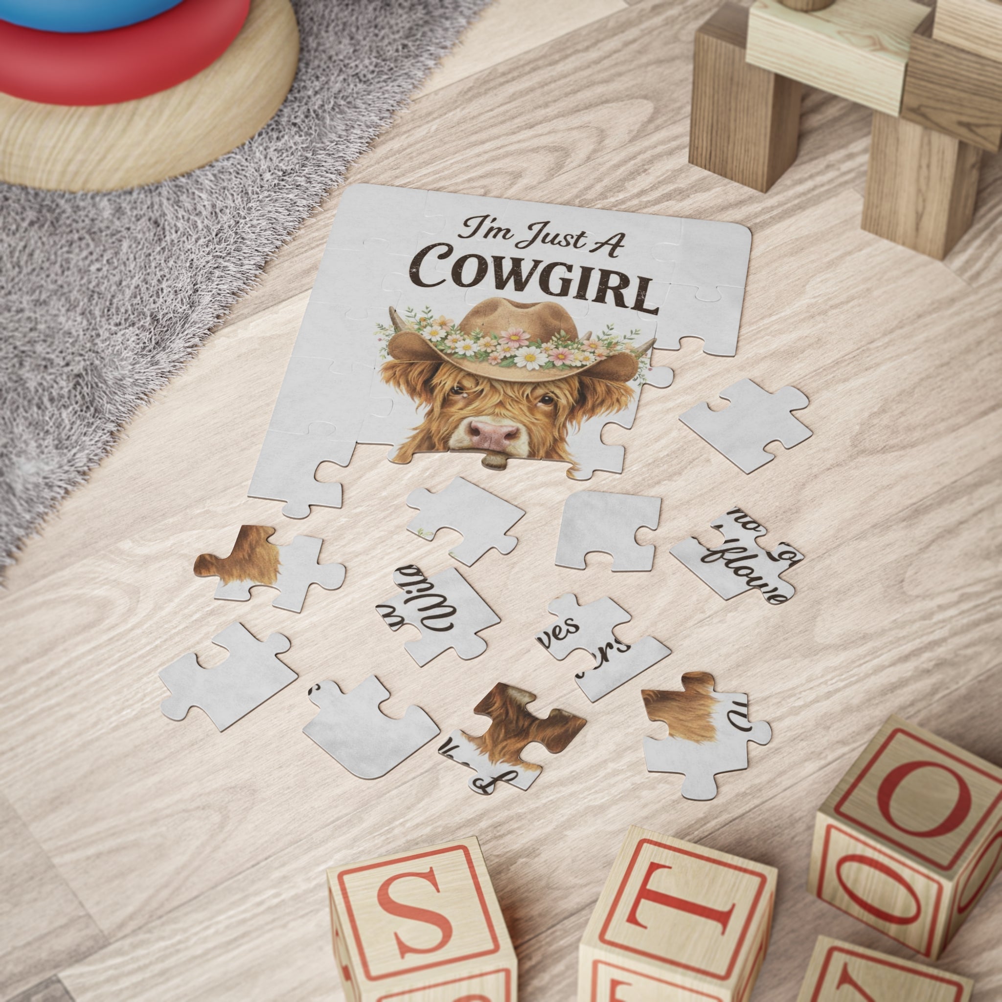 Cowgirl Puzzle — "I'm Just a Cowgirl Who Loves Wildflowers" 30‑Piece Ranch Puzzle