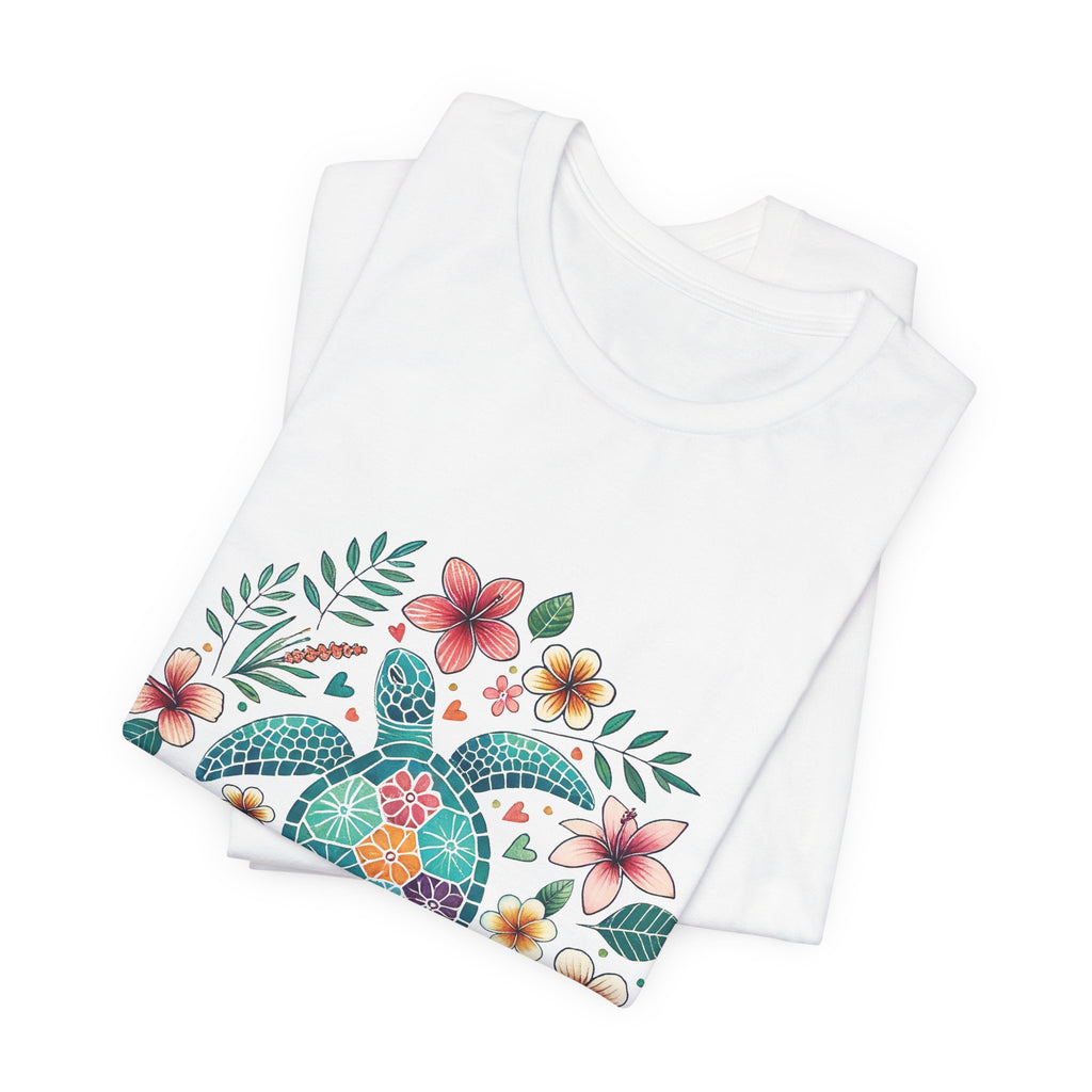 Floral Mosaic Sea Turtle T-Shirt — Tropical Beach Boho Tee