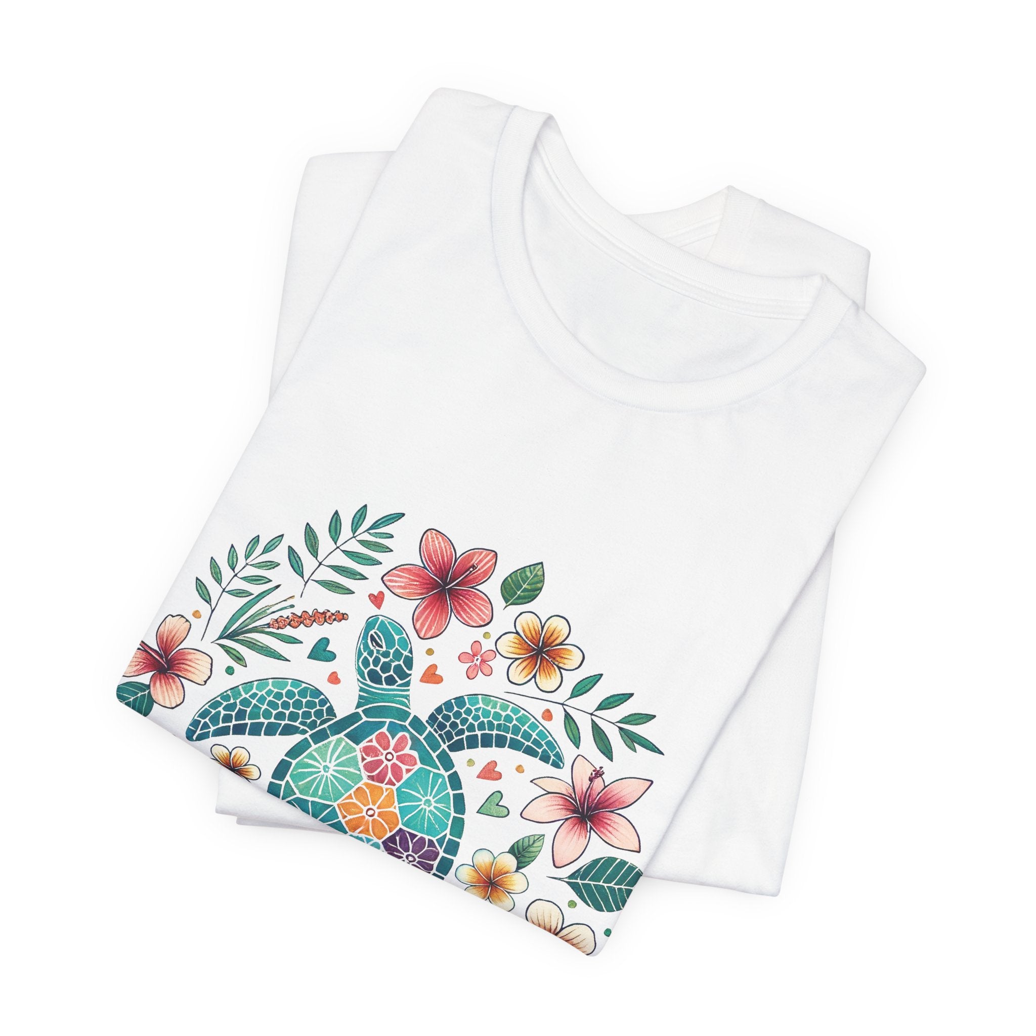 Floral Mosaic Sea Turtle T-Shirt — Tropical Beach Boho Tee