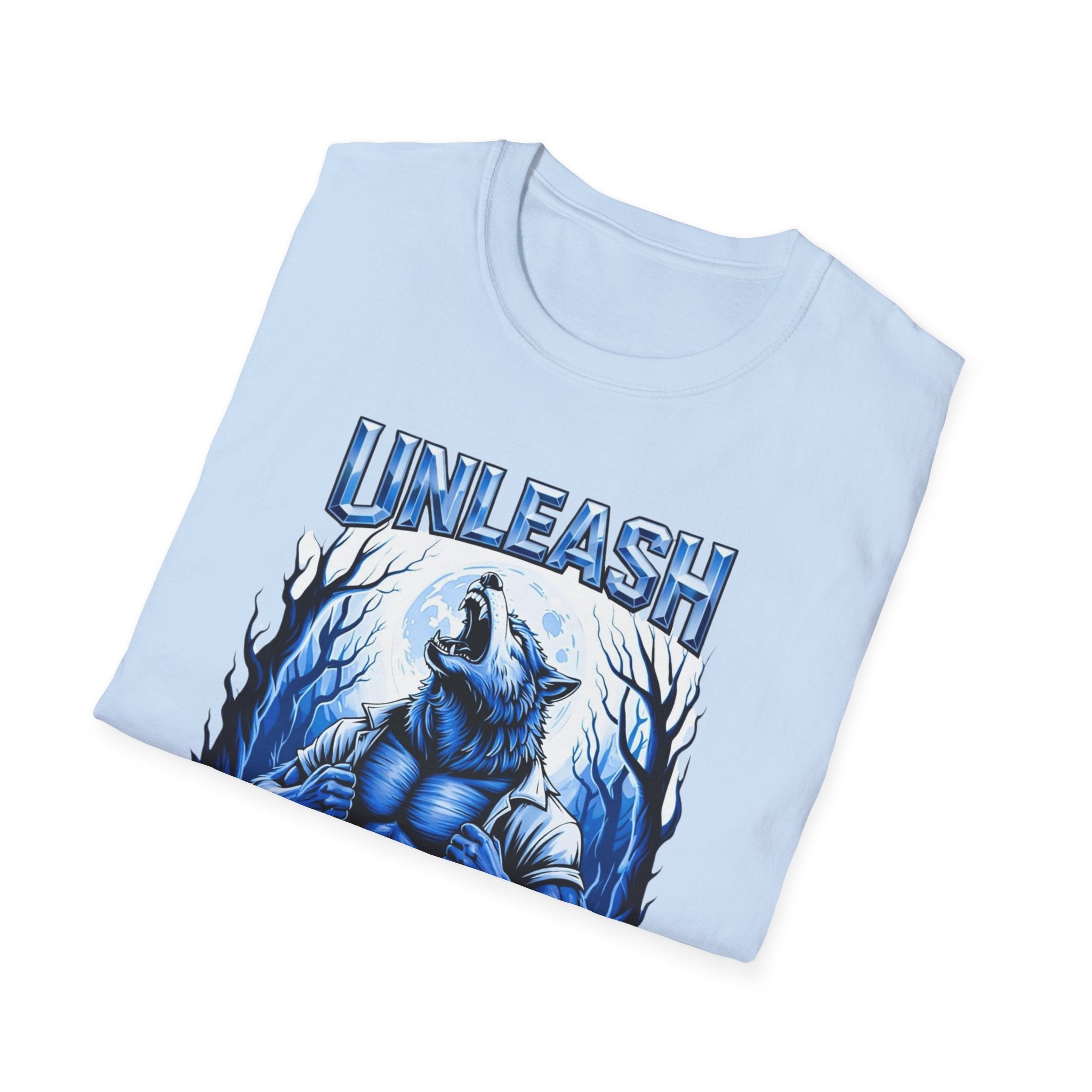 Unleash The Beast Werewolf T-Shirt — Blue Graphic Tee