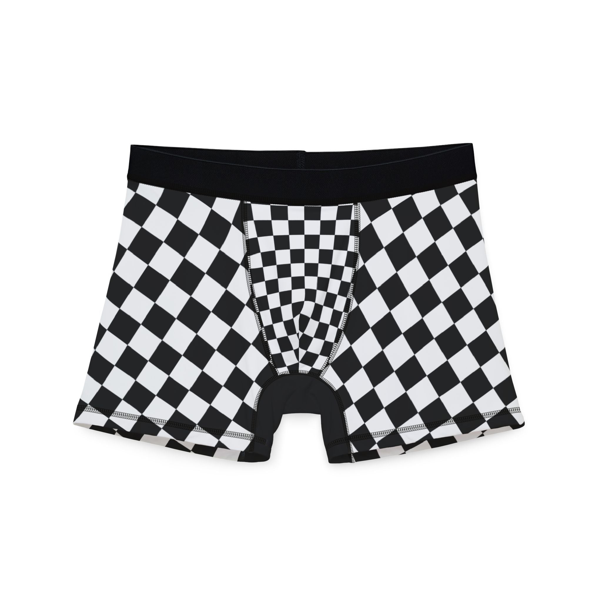 Checkered Flag Boxer Briefs – Black & White Racing Grid Men’s Underwear