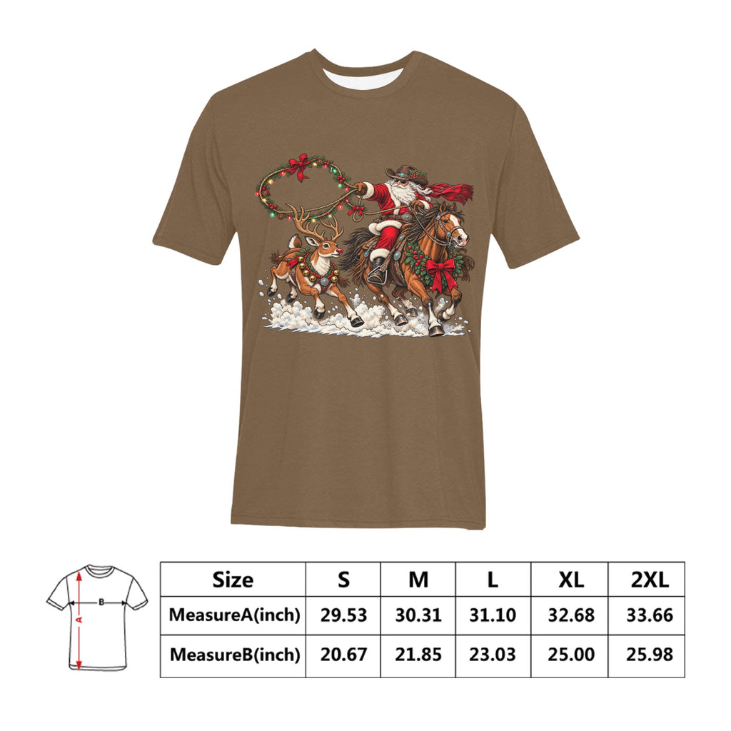 Cowboy Santa & Reindeer Rodeo Christmas Shirt  Men’s Western Holiday Tee🦌