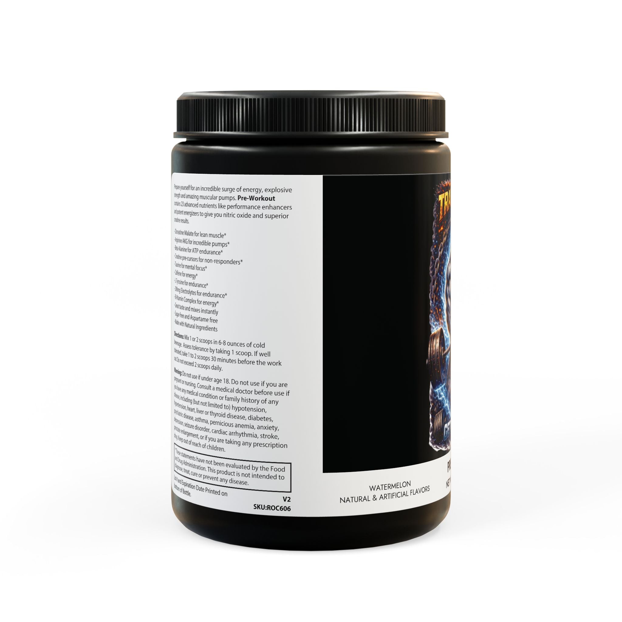 TRAIN INSANE Pre-Workout Supplement, Watermelon (300g, 10.58oz)