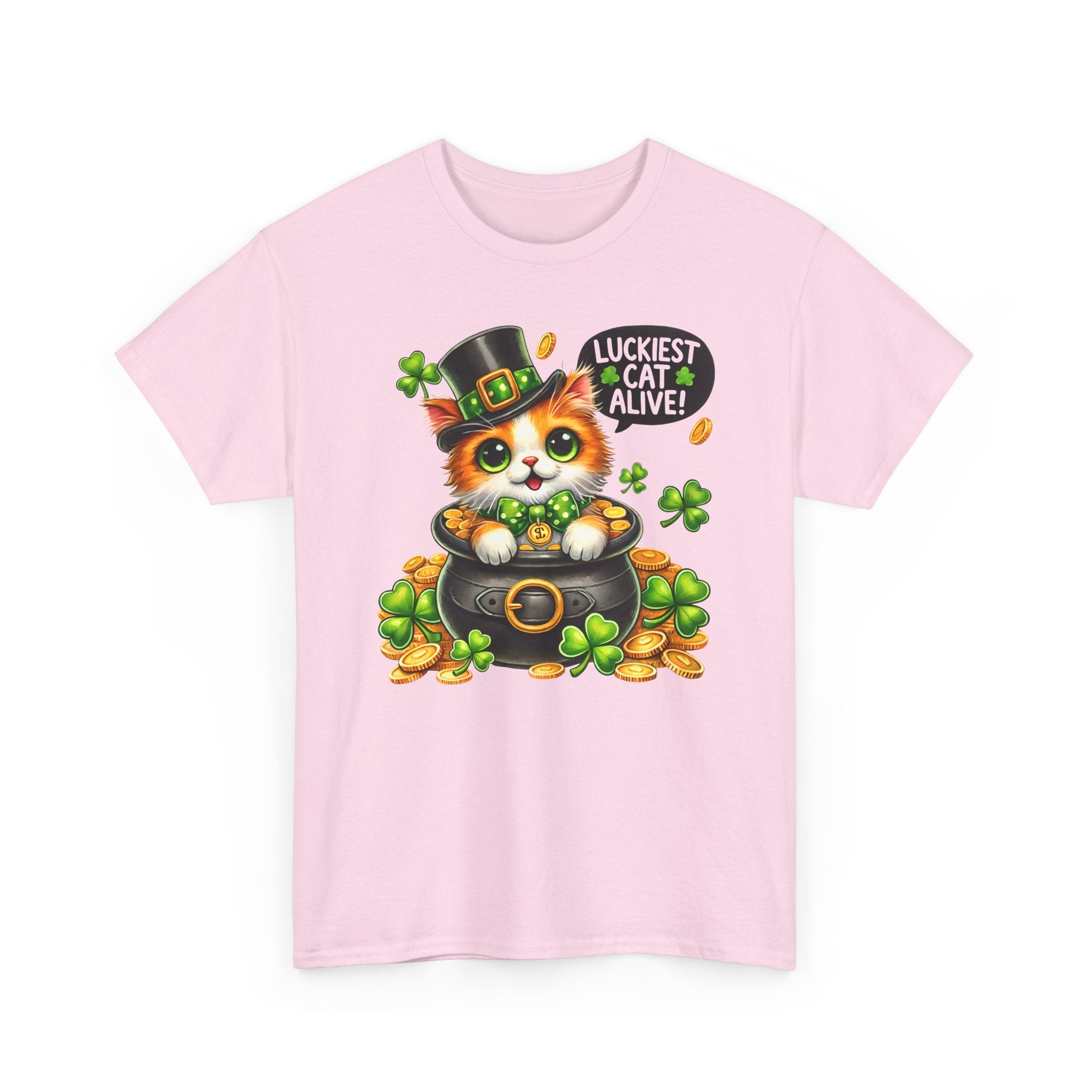 Luckiest Cat Alive Shamrock T-Shirt — St. Patrick’s Day Irish Cat Tee
