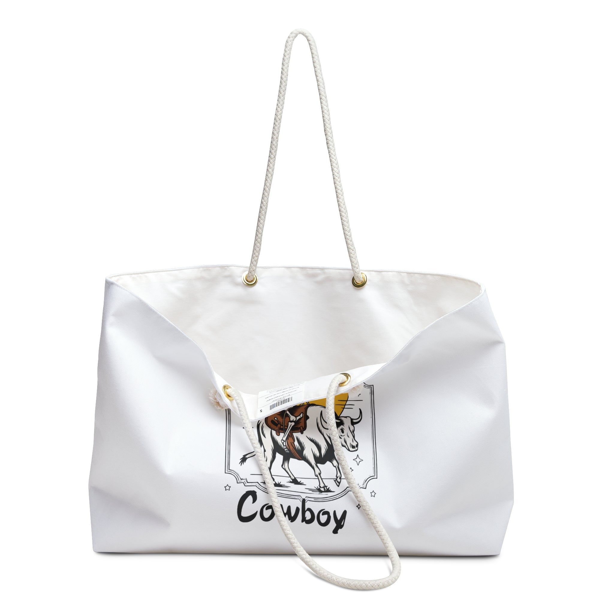 Weekender Bag — "Love Is a Cowboy" Canvas Travel Tote Trendy Tote  Farm life