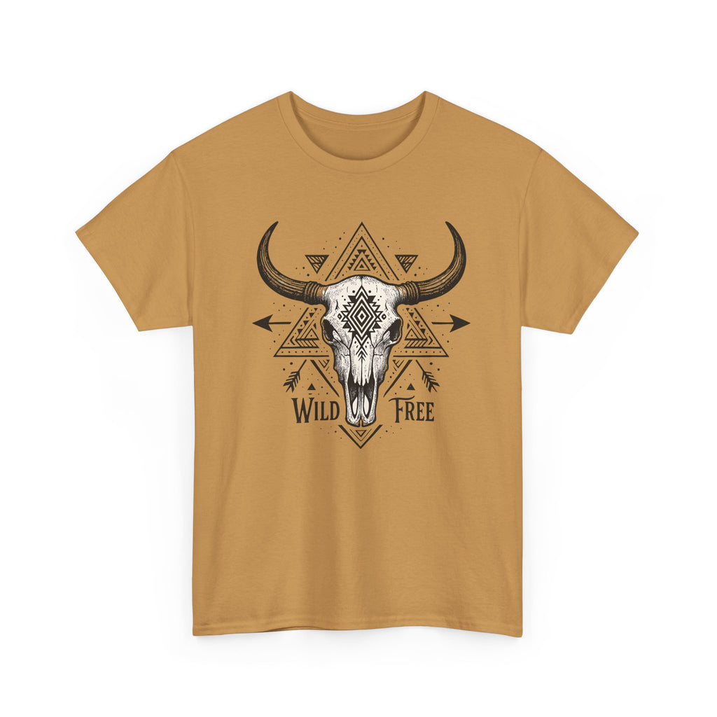Wild & Free Buffalo Skull T-Shirt — Boho Western Graphic Tee