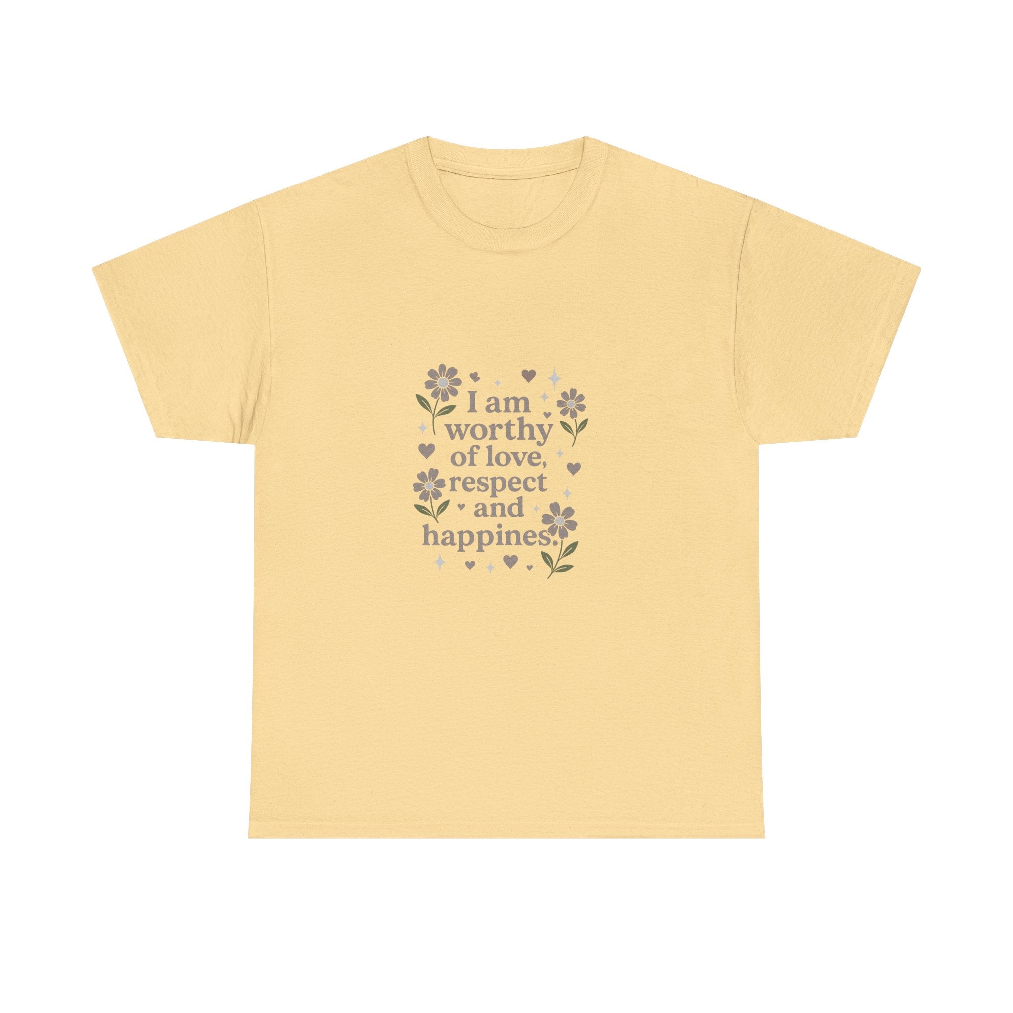 Affirmation Tee - “I am worthy of love, respect and happiness” Floral Graphic T-Shirt