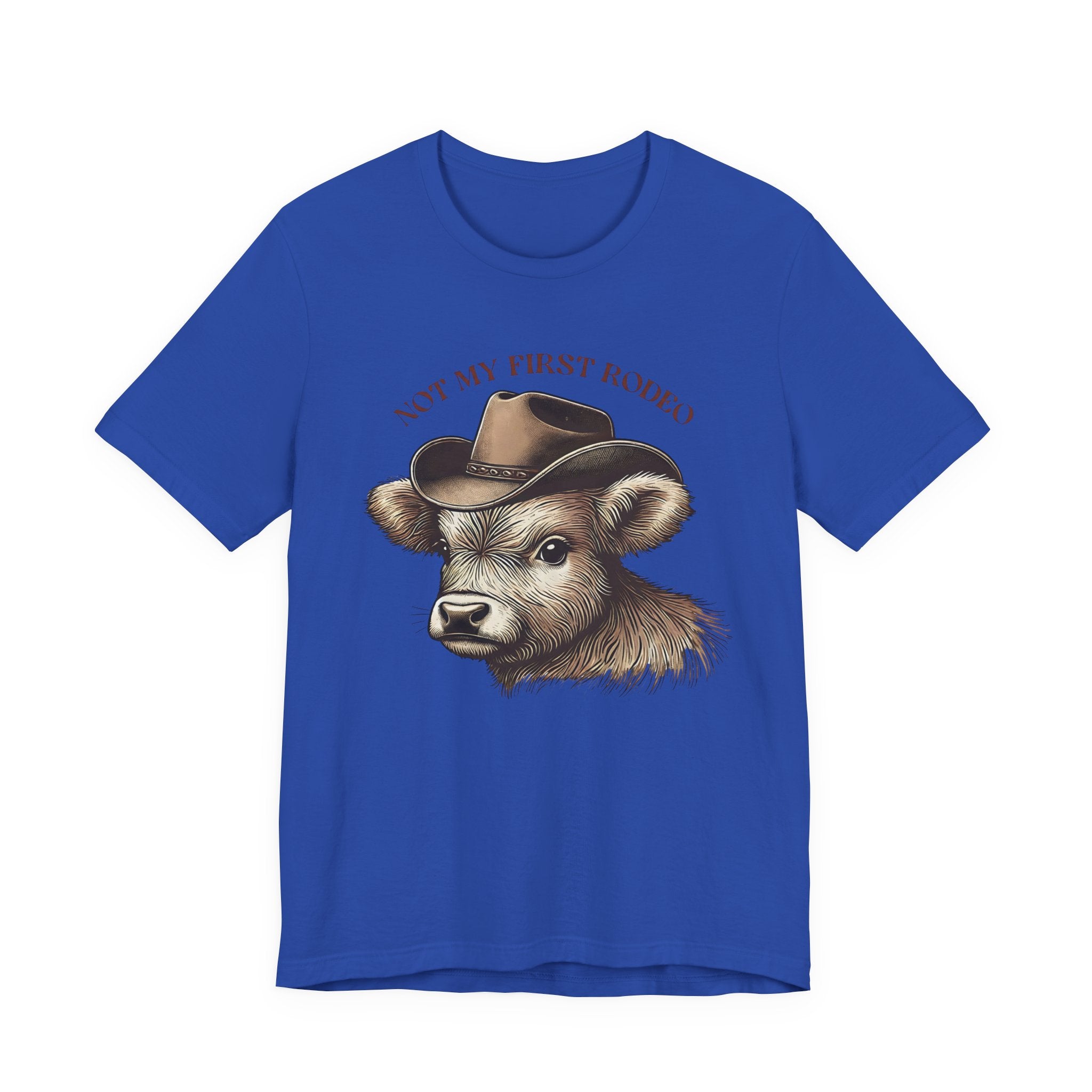 Not My First Rodeo Cow Tee — Western Cow with Cowboy Hat Graphic