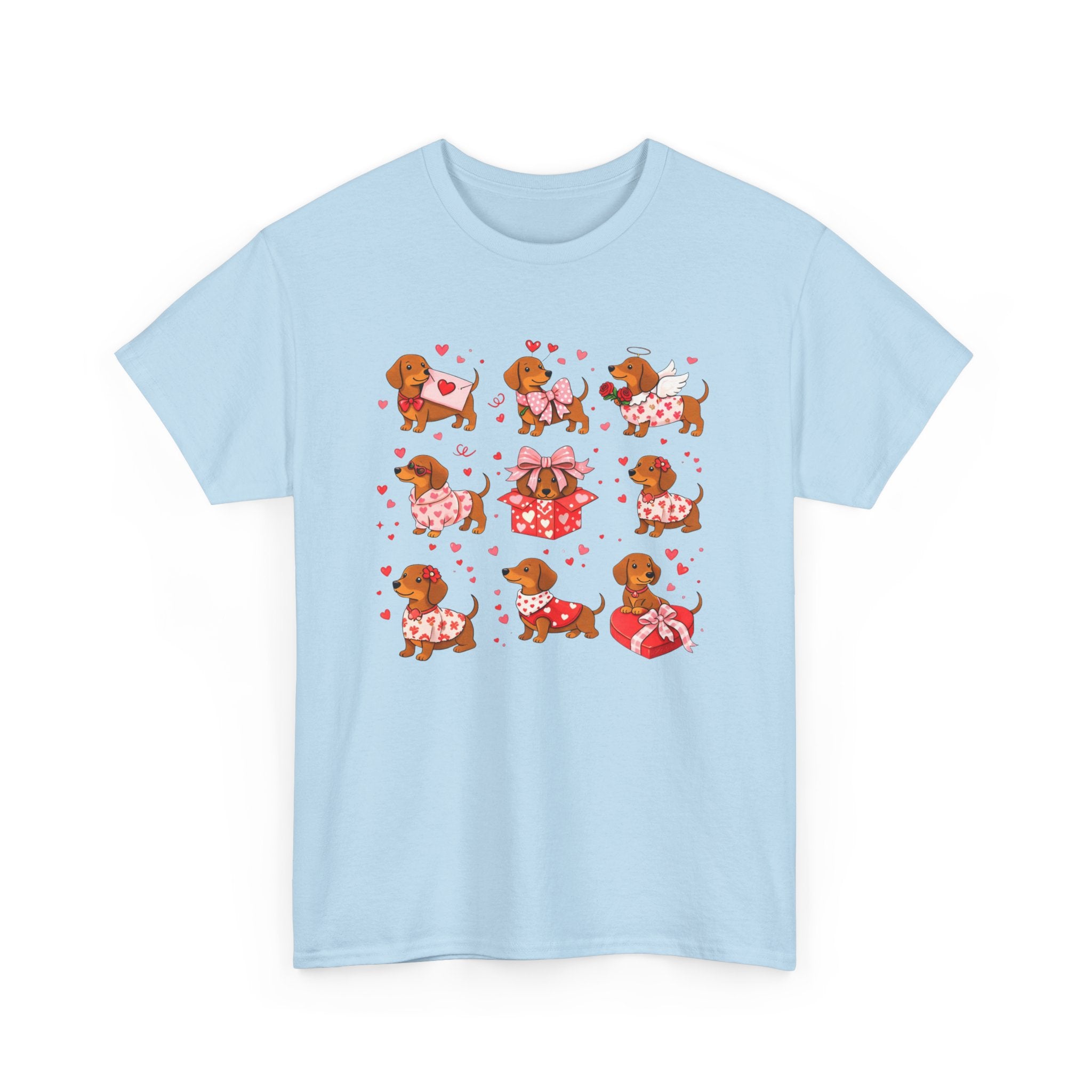 Dachshund Valentine T-Shirt — Cute Puppy Hearts Graphic Tee