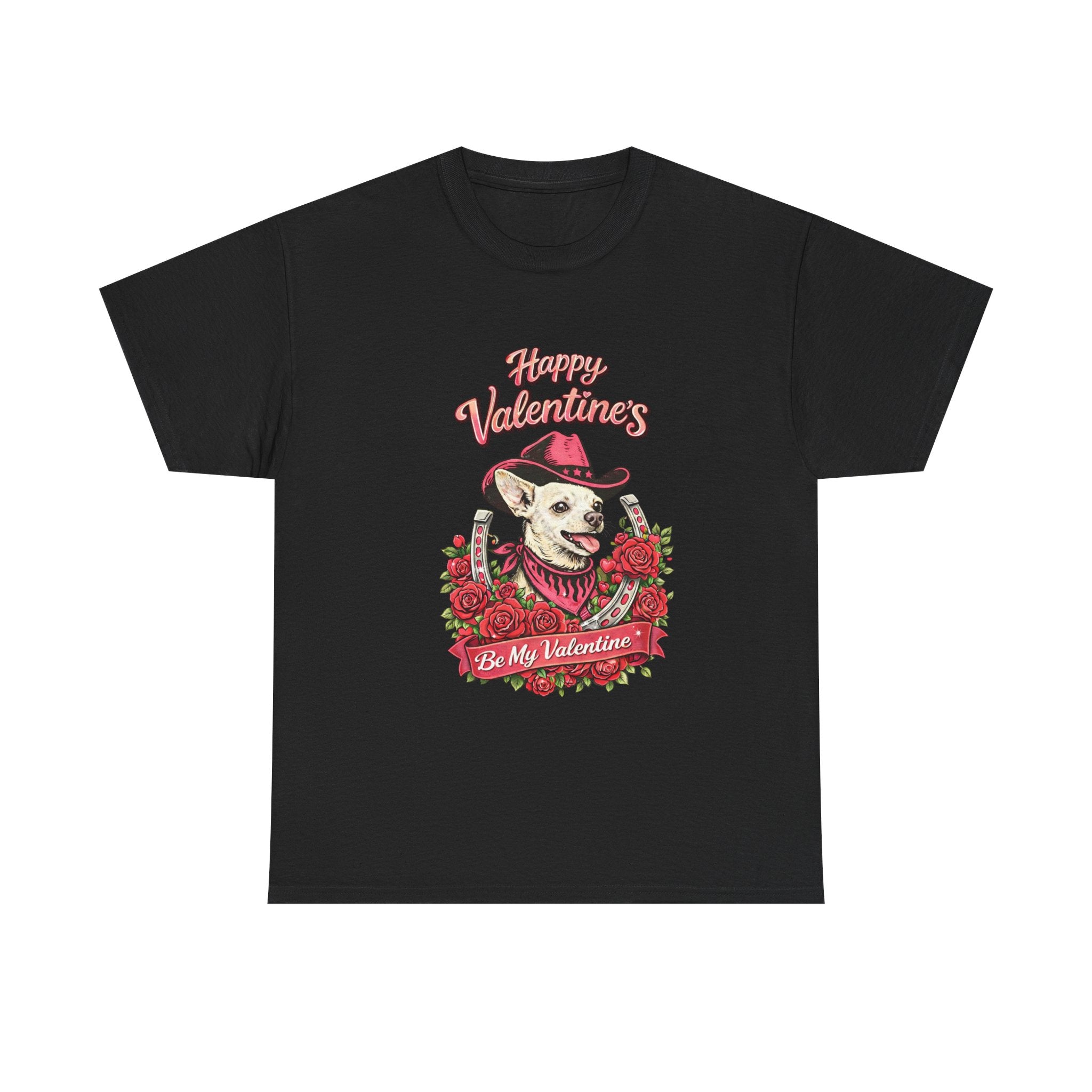 Valentine’s Day Chihuahua Cowgirl Dog Tee – “Be My Valentine” Ranch & Farm Love Shirt