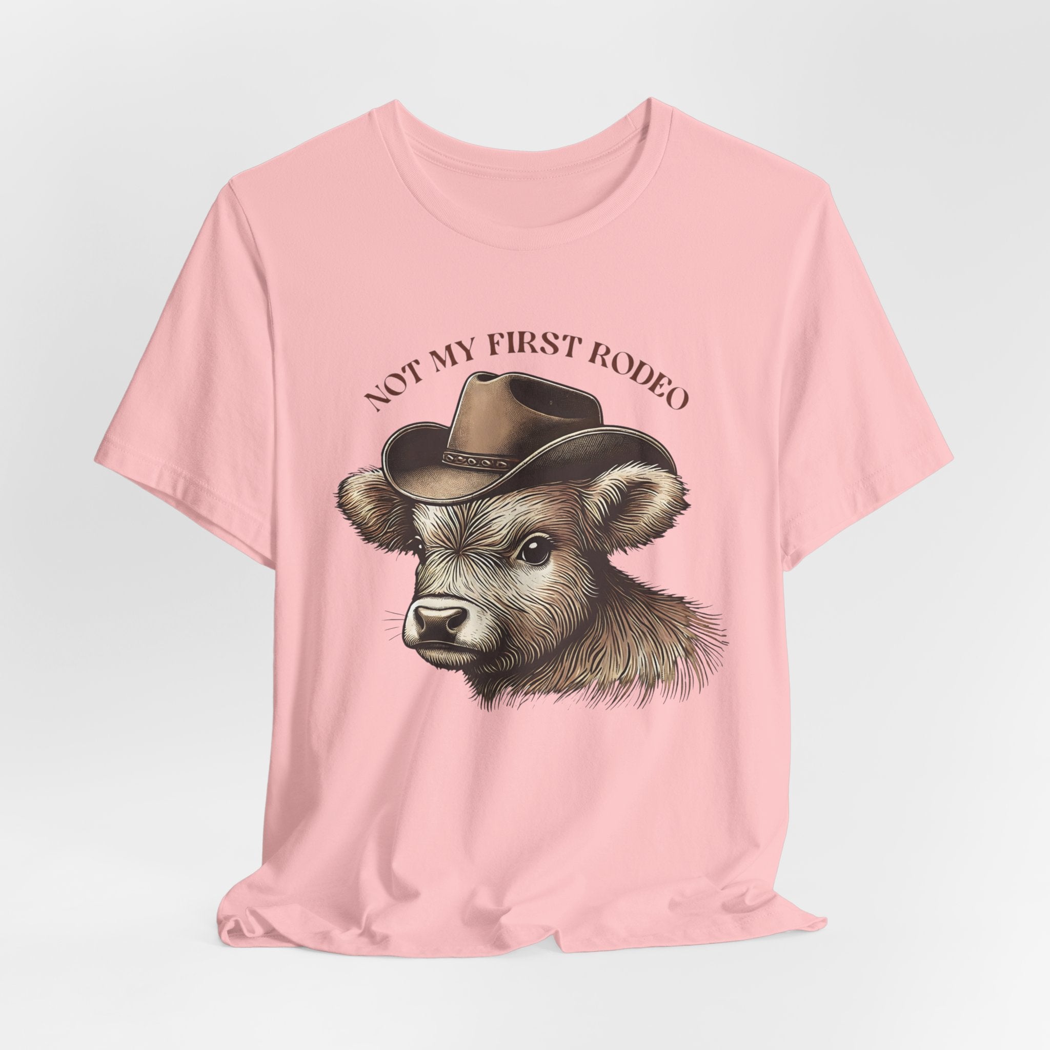 Not My First Rodeo Cow Tee — Western Cow with Cowboy Hat Graphic