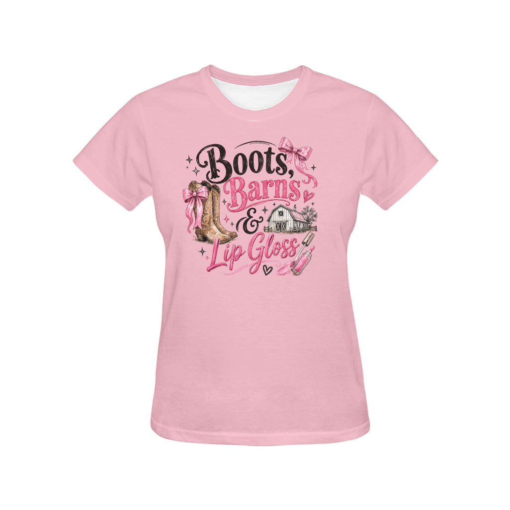 Women's Boots, Barns and Lip Gloss T-shirt