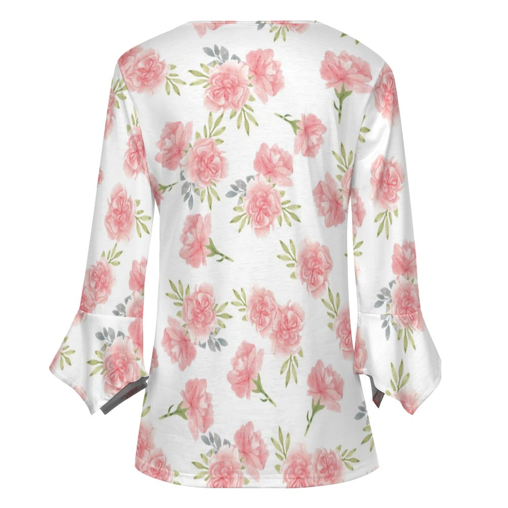 Vintage Rose Whisper Blouse Women's ruffled petal sleeve top