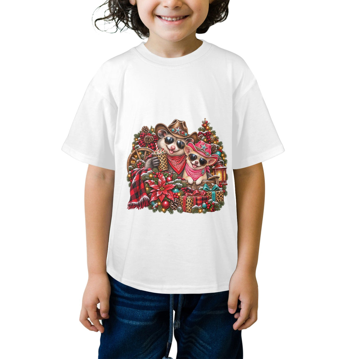Pete & Coco Christmas Youth T-Shirt – Cute Western Holiday Ranch Tee