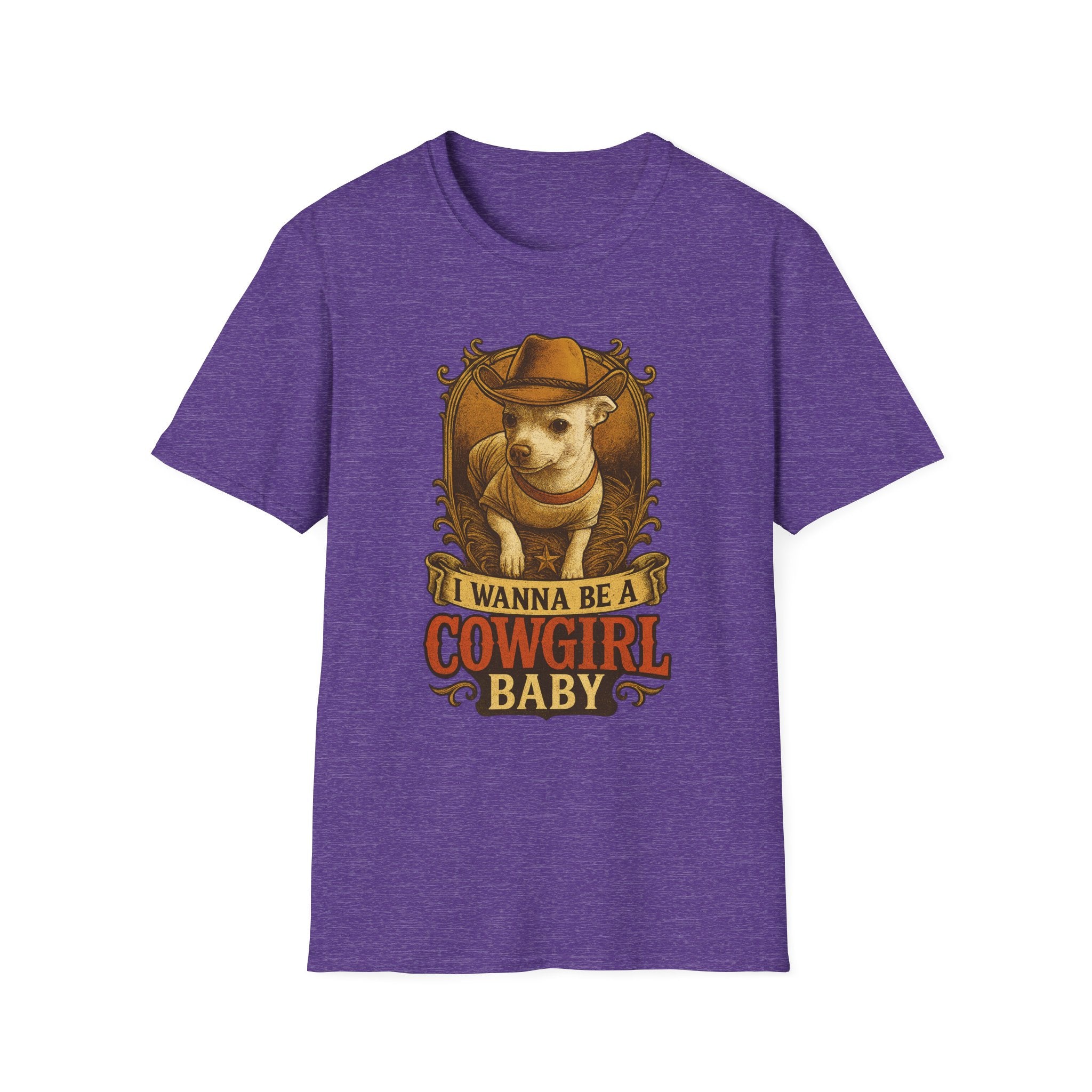 Cowgirl Baby TShirt  Cute Chihuahua Cow Dog Illustration "I Wanna Be a Cowgirl Baby     Trendy TShirt