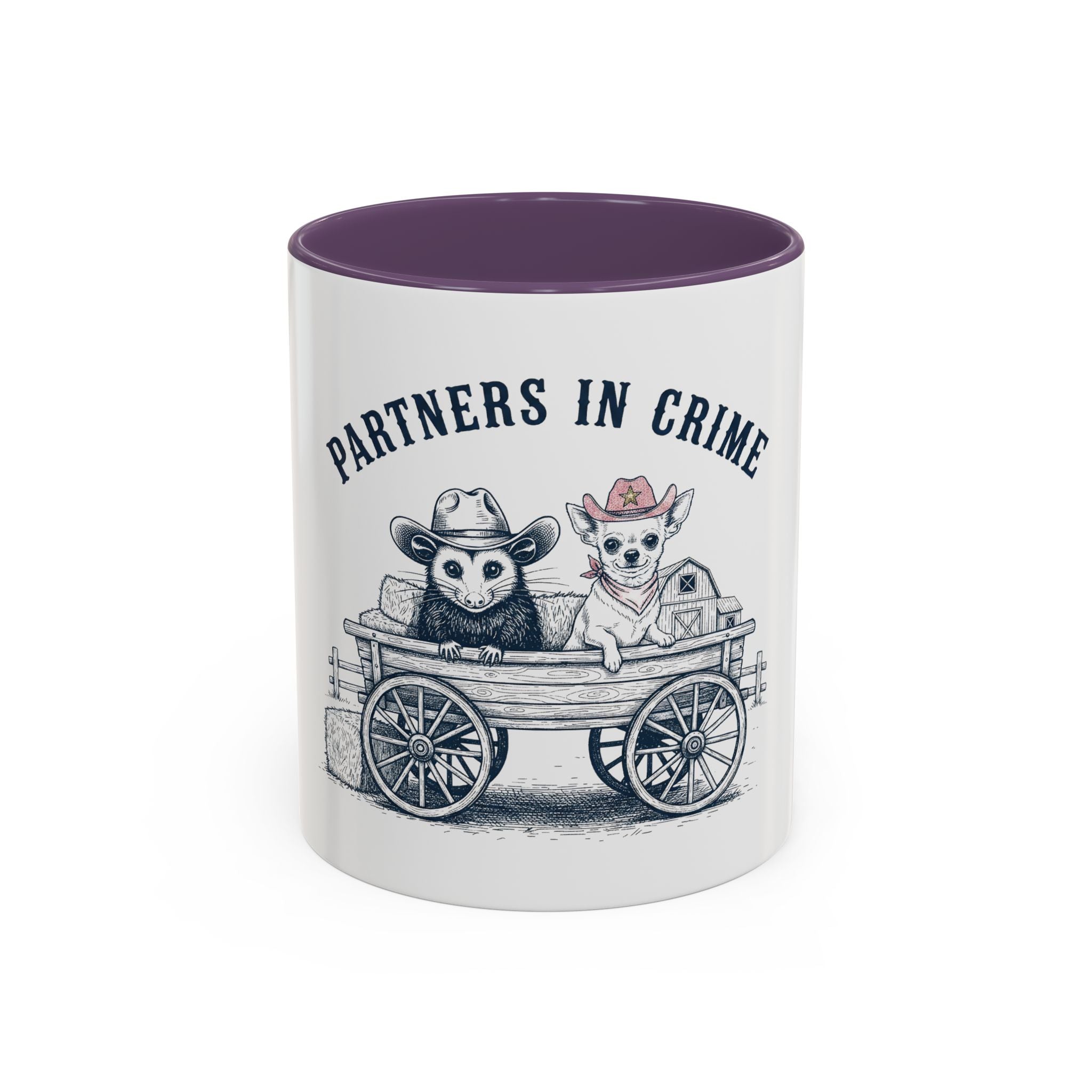Partners in Crime Coffee Mug — Cute Cowboy Coco & Pete Accent Mug (11/15oz)