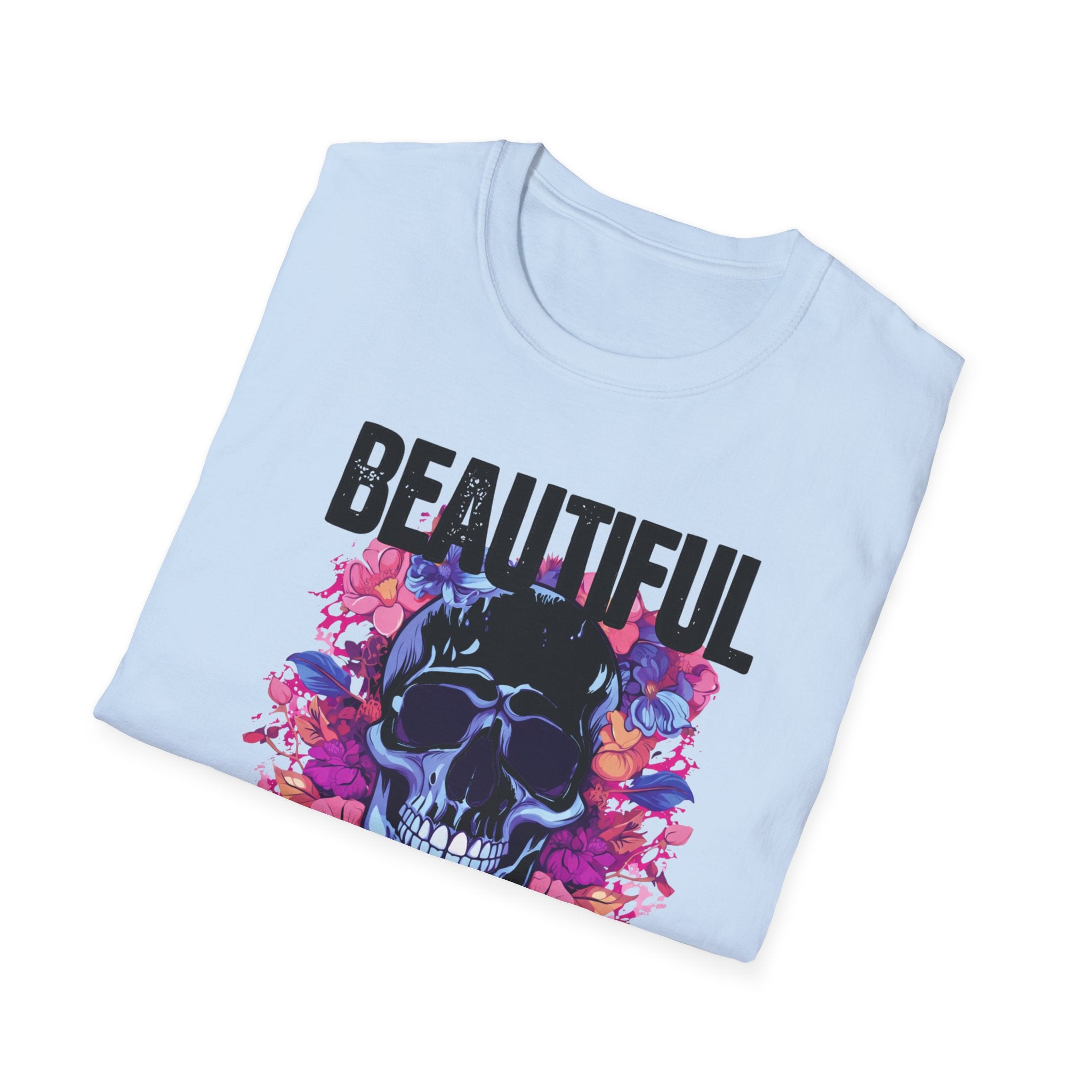 Floral Skull Graphic Tee — Beautiful Crazy Skull T-Shirt