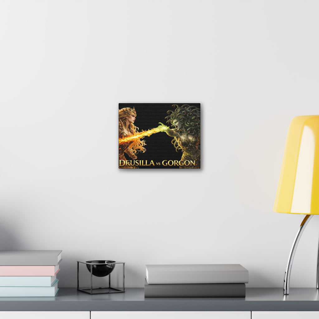 Drusilla vs Gorgon Fantasy Canvas Art – Mythic Battle Wall Decor