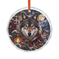 Wolf Winter Glass Ornament  Rustic Woodland Holiday Decoration