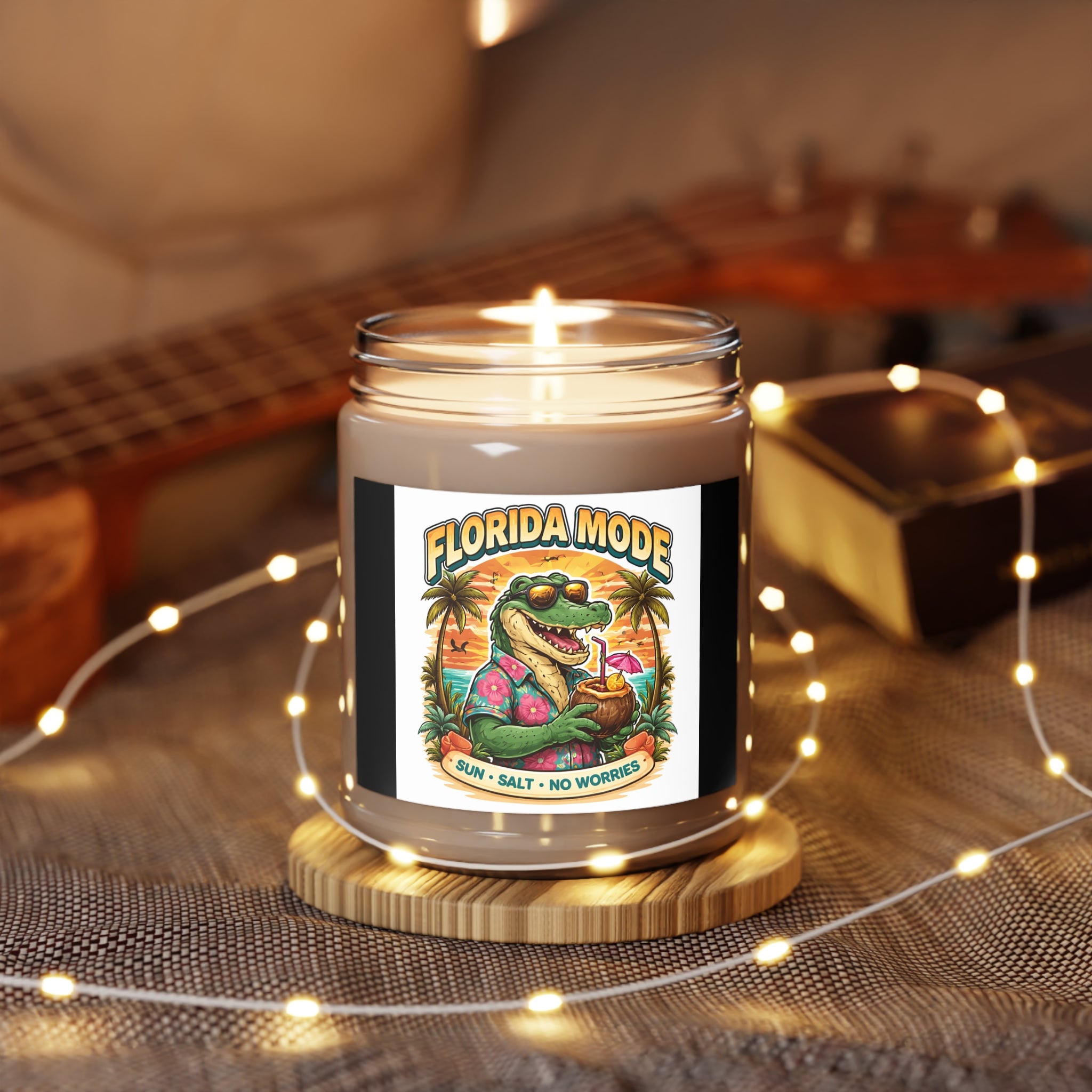 Florida Mode Scented Soy Candle — 9oz "Sun • Salt • No Worries" Jar