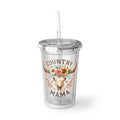 Country Mama Floral Longhorn Acrylic Tumbler with Straw