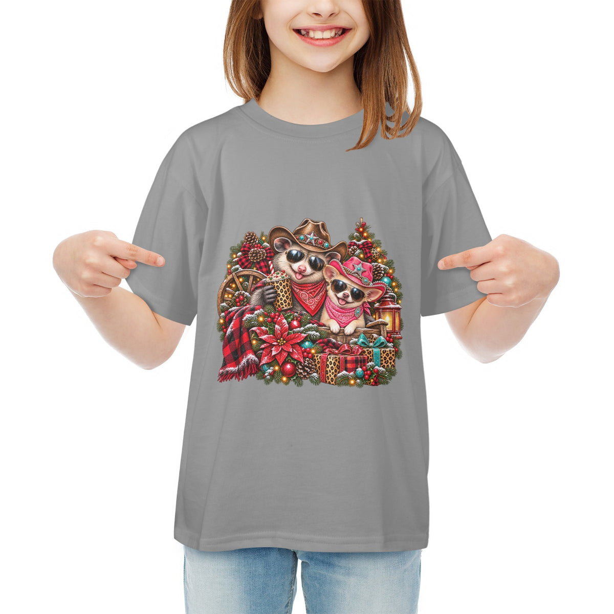 Pete & Coco Christmas Youth T-Shirt – Cute Western Holiday Ranch Tee
