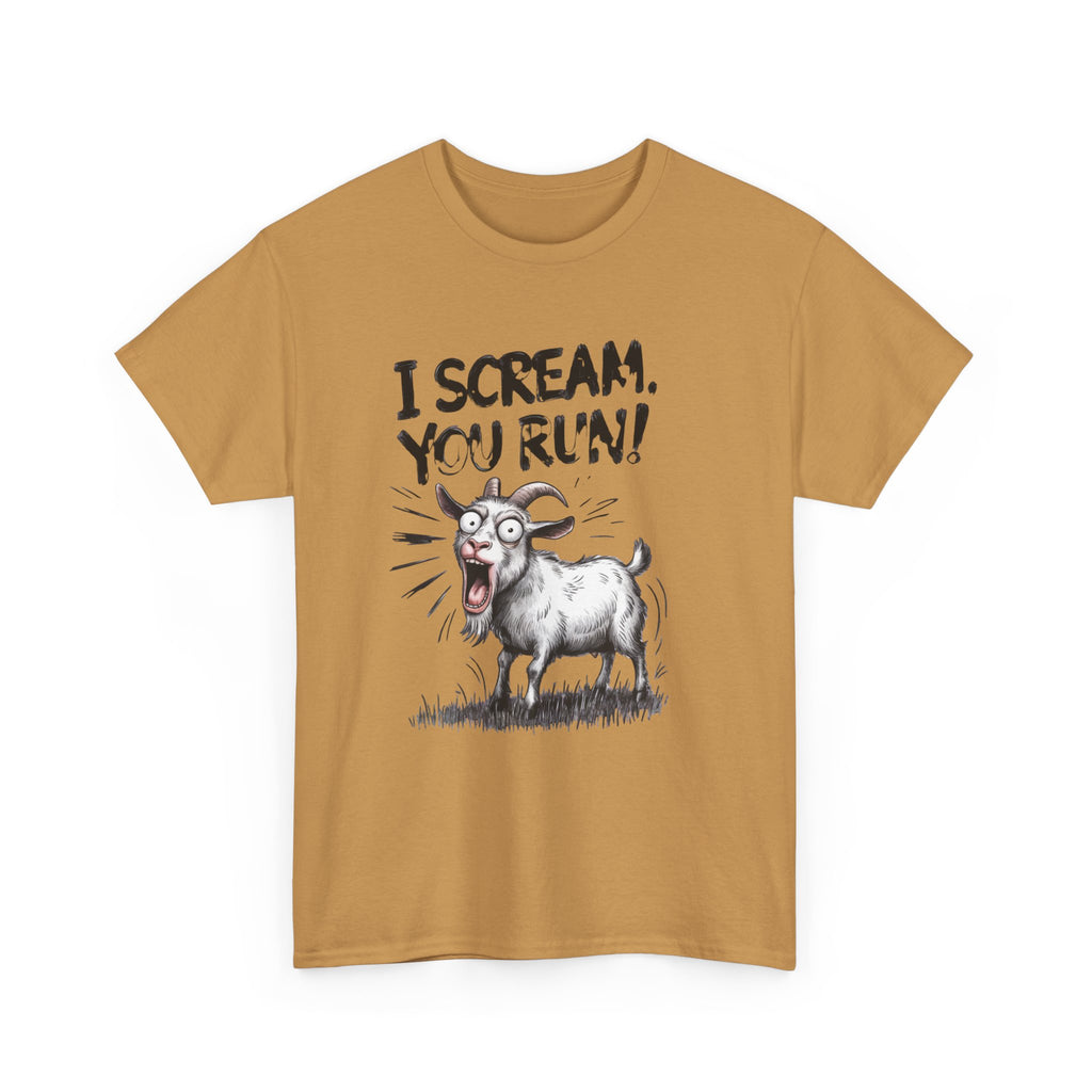 Funny 'I Scream You Run' Goat T-Shirt