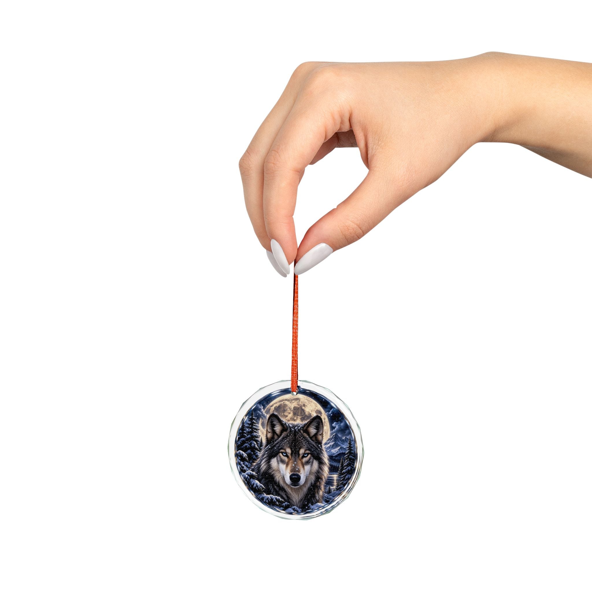 Wolf Moon Glass Ornament — Wildlife Holiday Tree Decoration