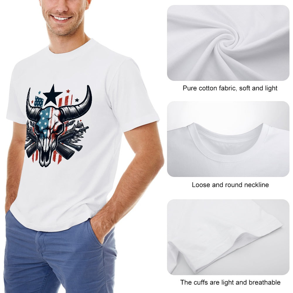 Wolf Hill Ranch Patriotic Bull Skull Tee