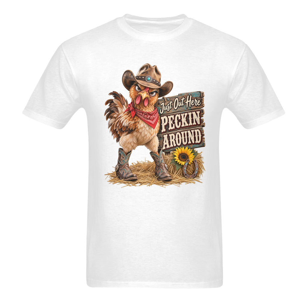 Just Out Here Peckin’ Around Women's Chicken T-Shirt🐔