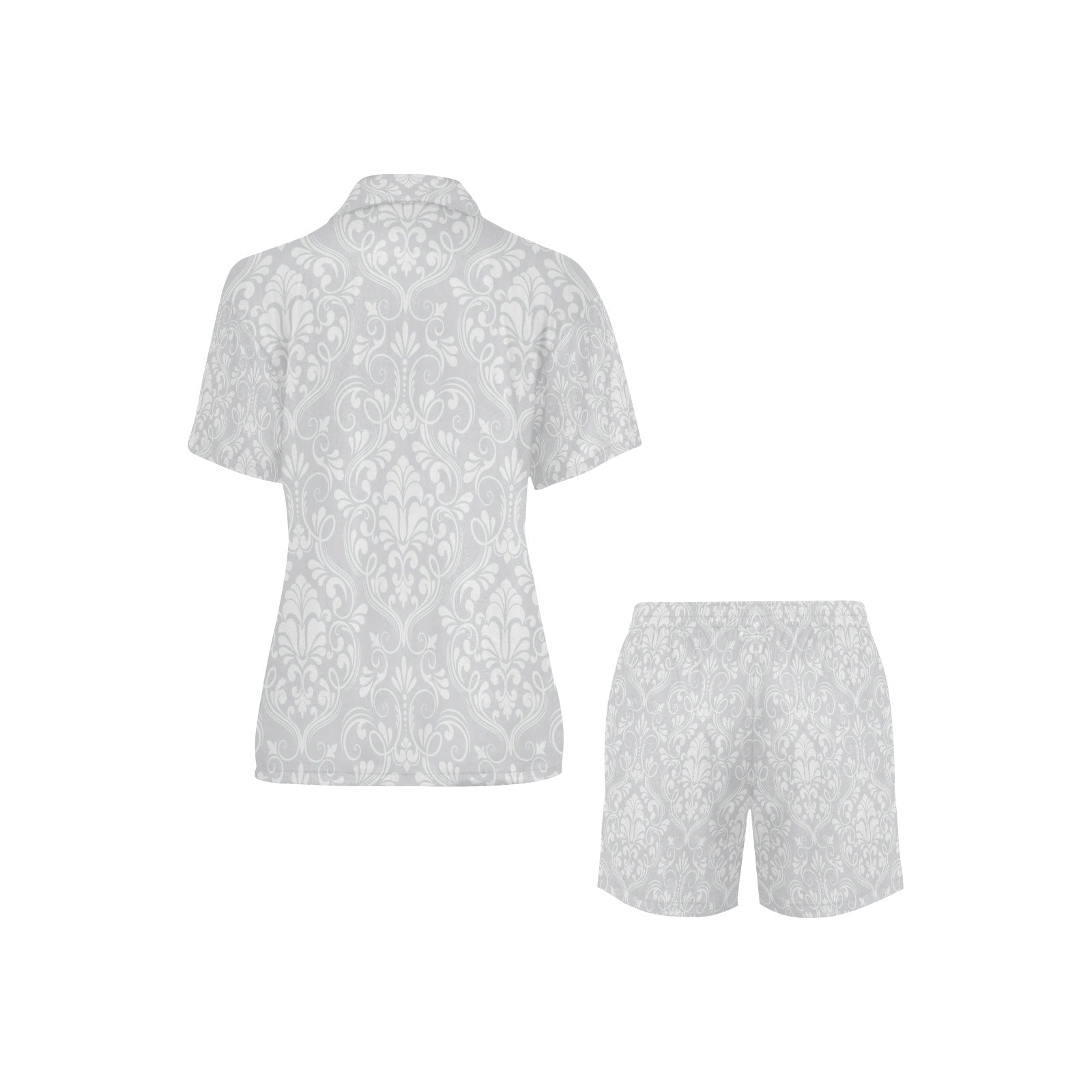 "Wolf Hill Ranch Signature Collection "White Damask Floral Pajama Set — Women's Luxury Lounge Set"