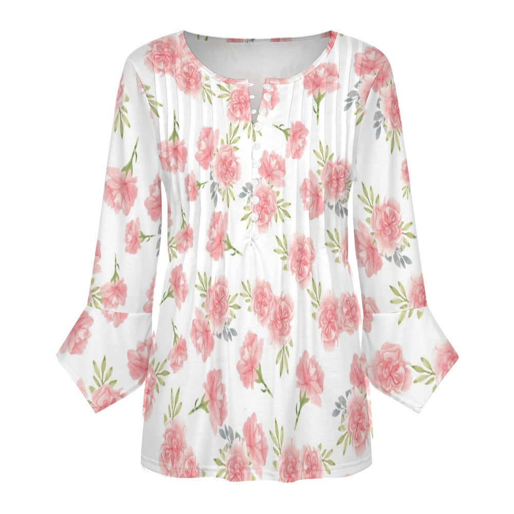 Vintage Rose Whisper Blouse Women's ruffled petal sleeve top