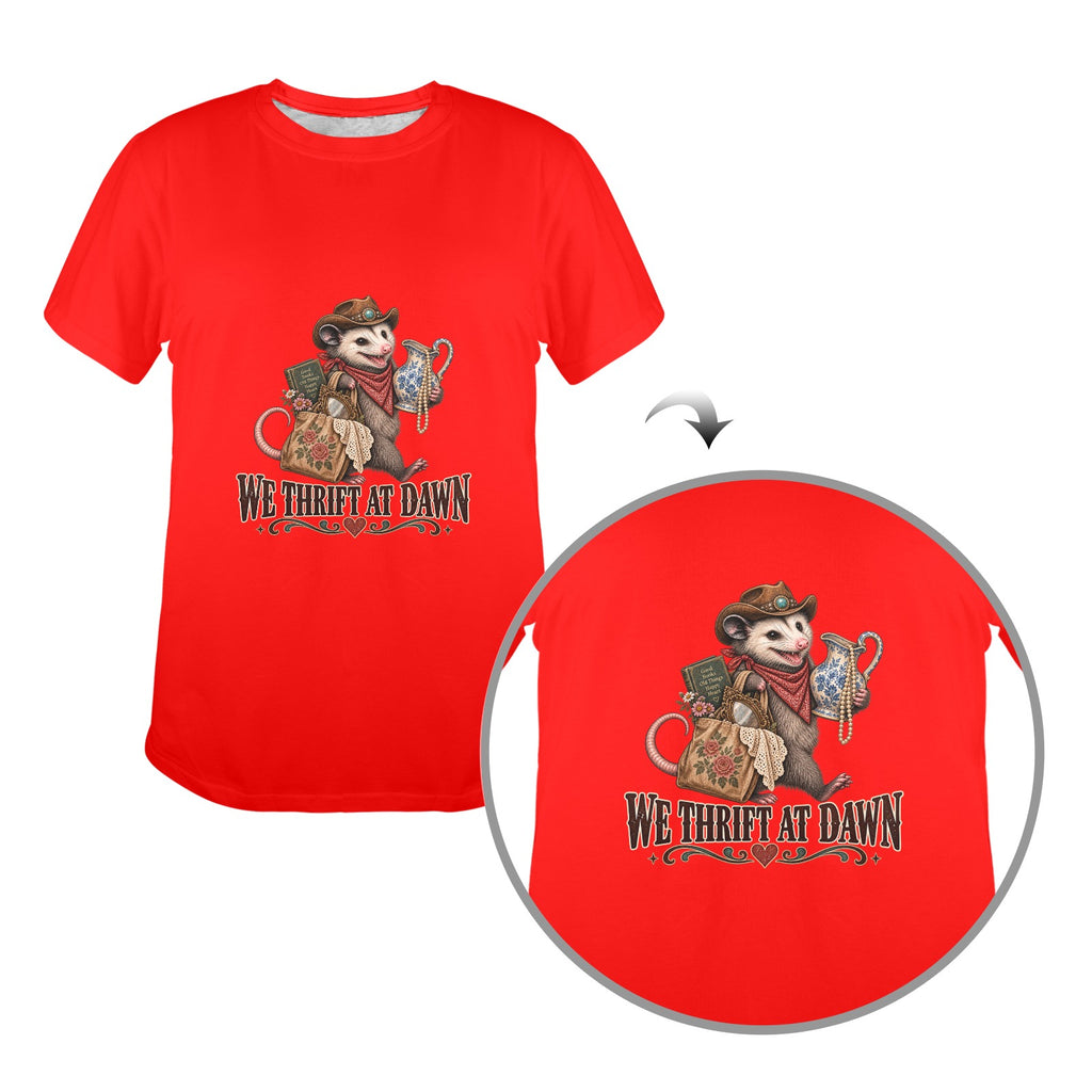 Pete’s Western Tee – We Thrift at Dawn | Funny Possum Shirt | Thrifting T-Shirt | Western Graphic Tee | Thrift Lover Gift