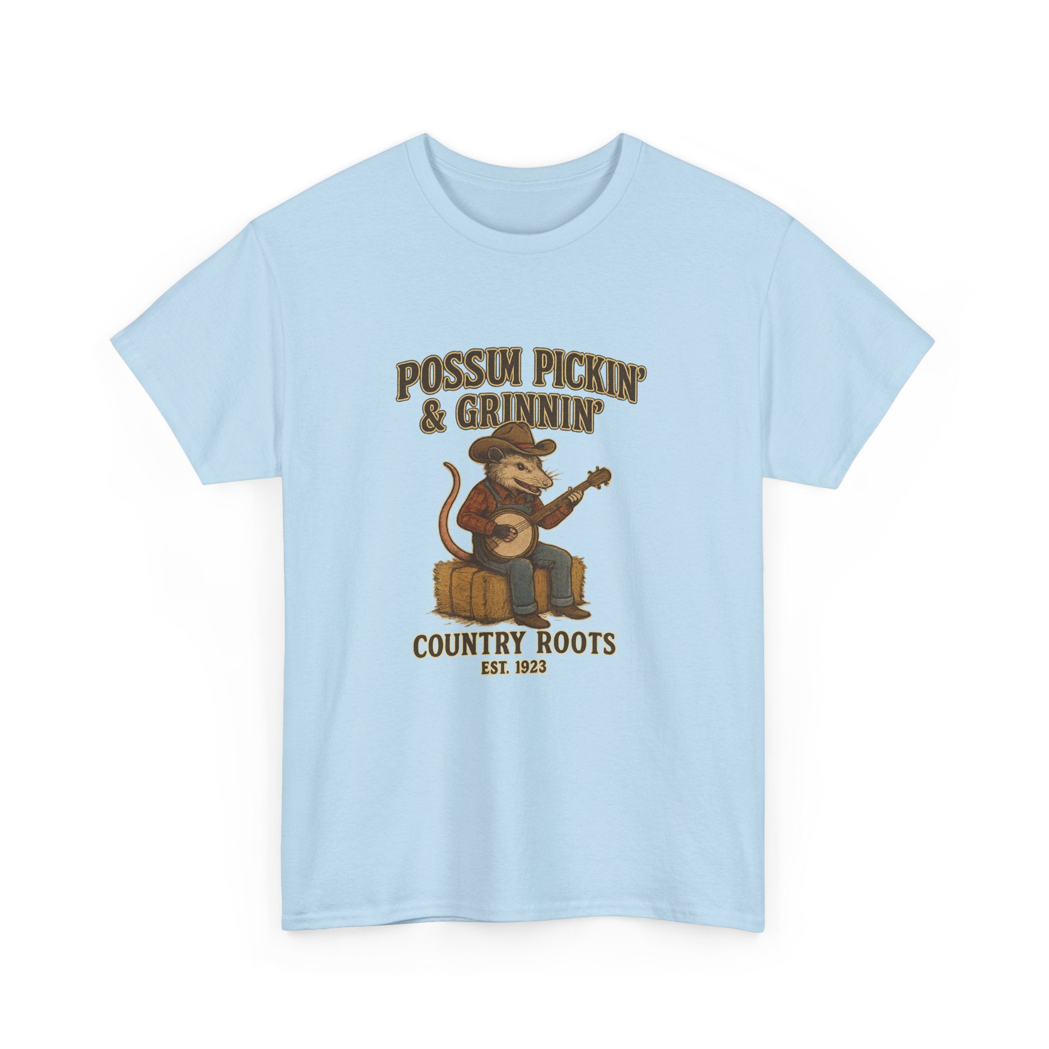 T-Shirt Possum Pickin' & Grinnin' Country Roots" Vintage Banjo Graphic Tee  Trendy T Shirt