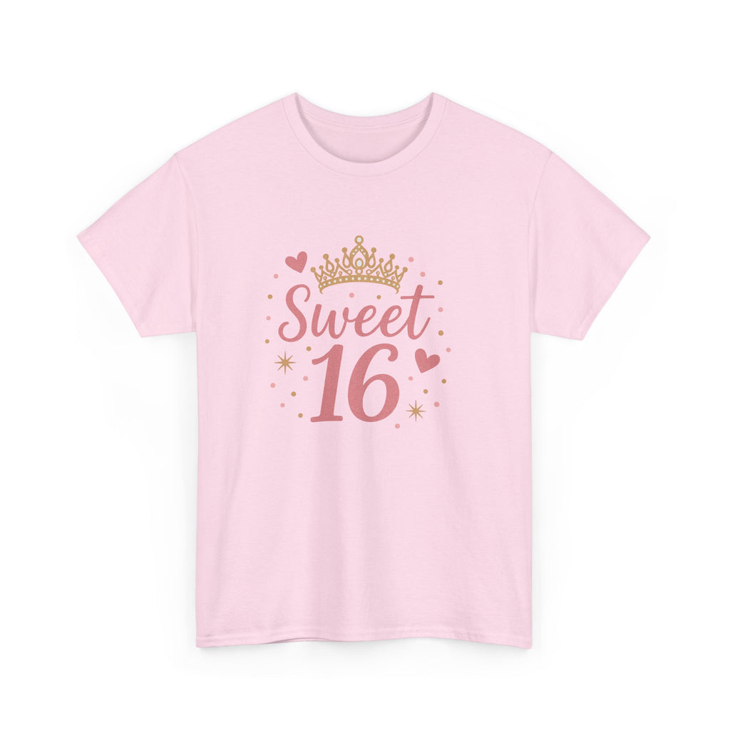 Sweet 16 Pink Crown T-Shirt — Sixteenth Birthday Celebration Tee