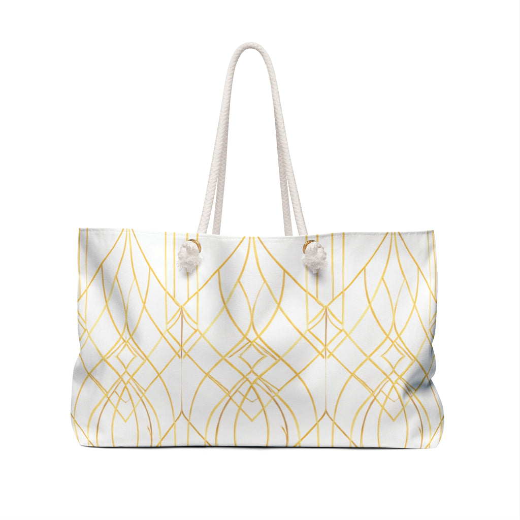 Gold Geometric Weekender Bag — Elegant Travel Tote  GOLDEN AGE COLLECTION