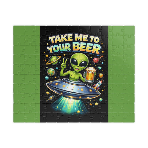 Alien Beer Puzzle — "Take Me To Your Beer" Funny Space Jigsaw (110–1014 pcs)