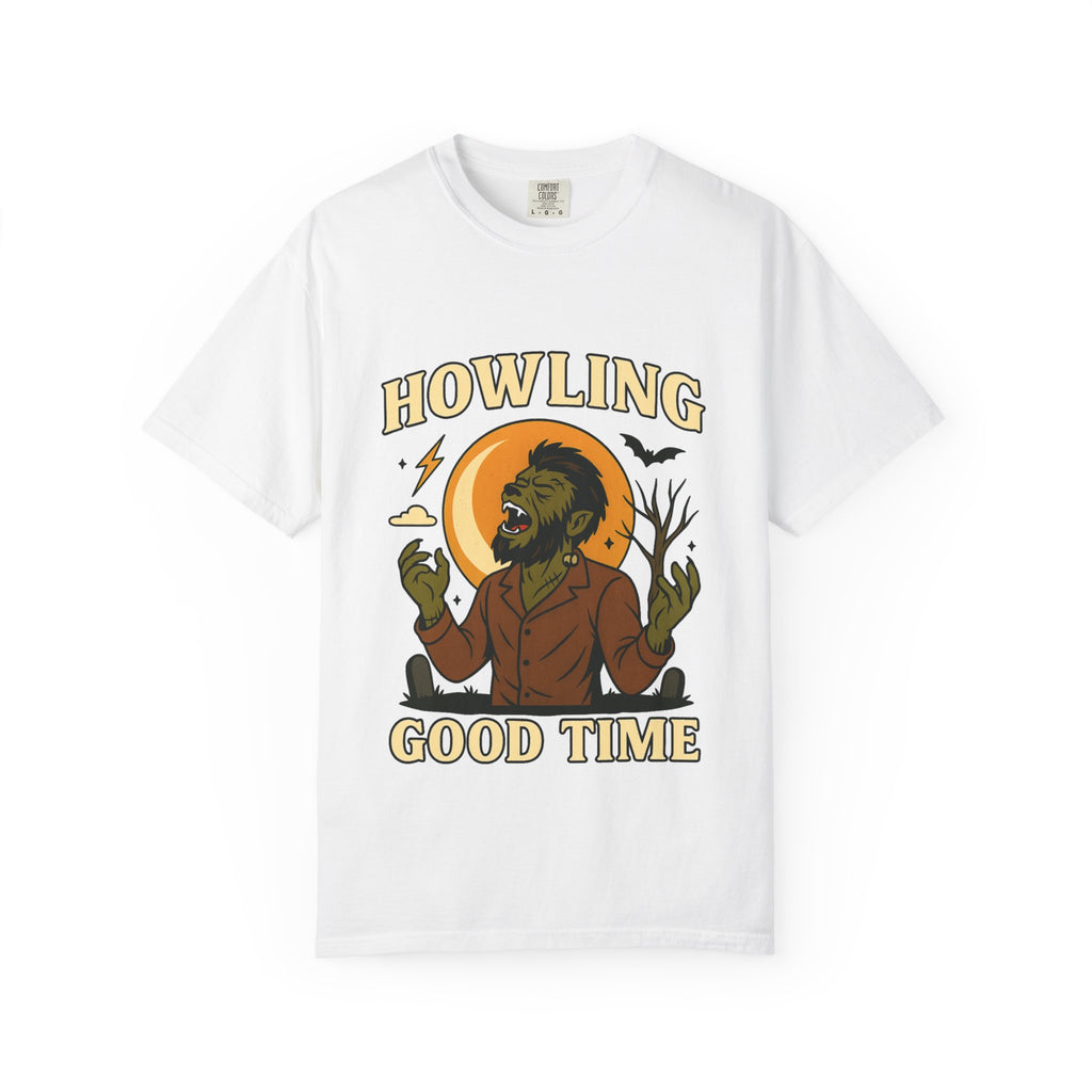 Howling Good Time T-Shirt, Unisex Spooky Tee, Fall Halloween Shirt, Graphic T-Shirt for Party, Casual Wear, Perfect Gift