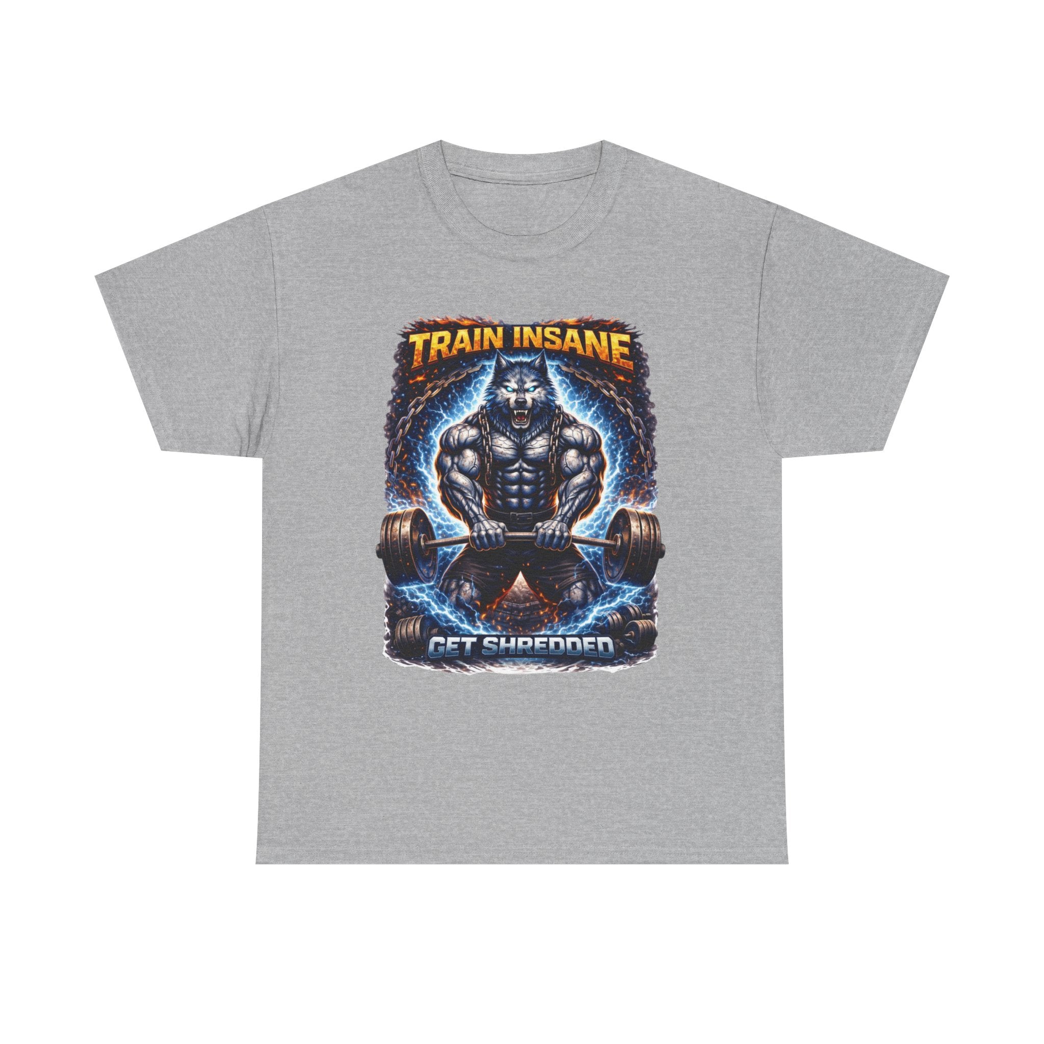 Gym T-Shirt — "Train Insane, Get Shredded" Muscle Workout Tee