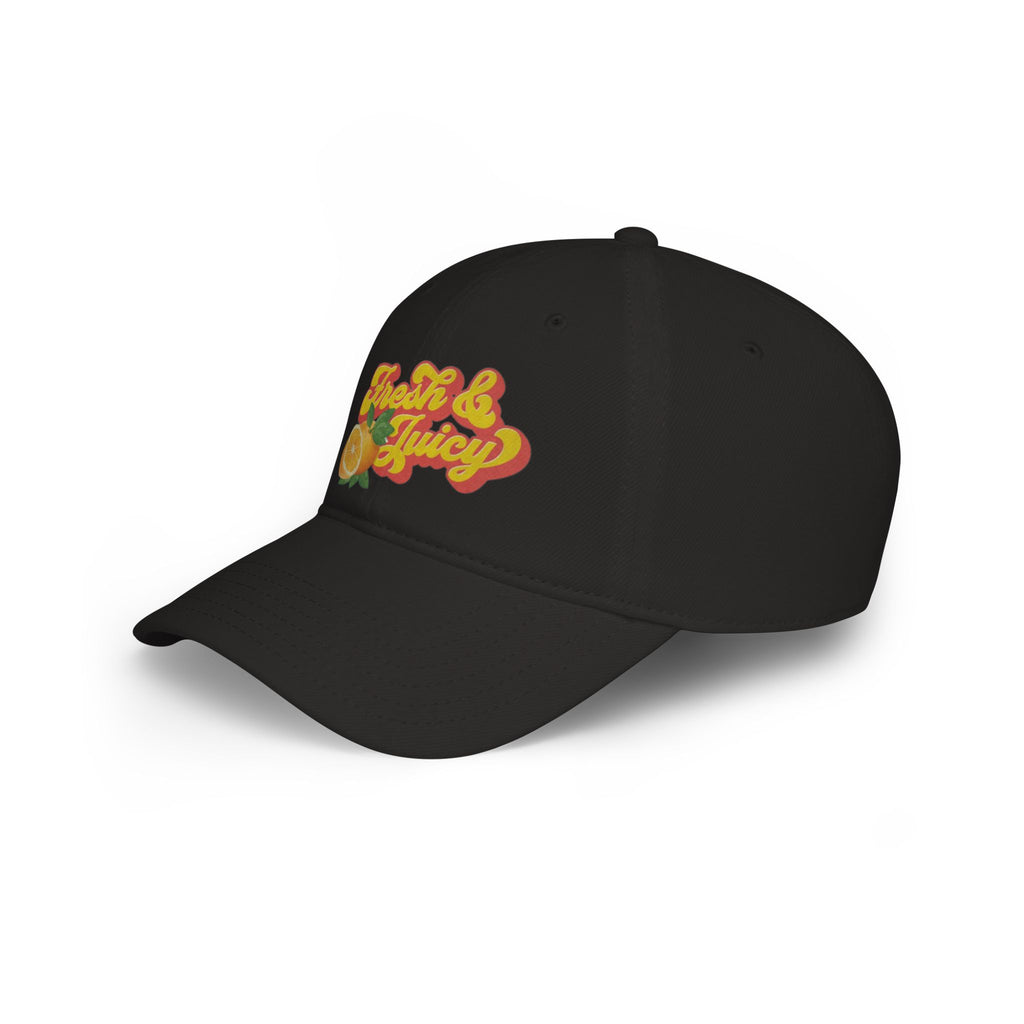 Fresh & Juicy Baseball Cap — Red Citrus Graphic Low Profile Hat