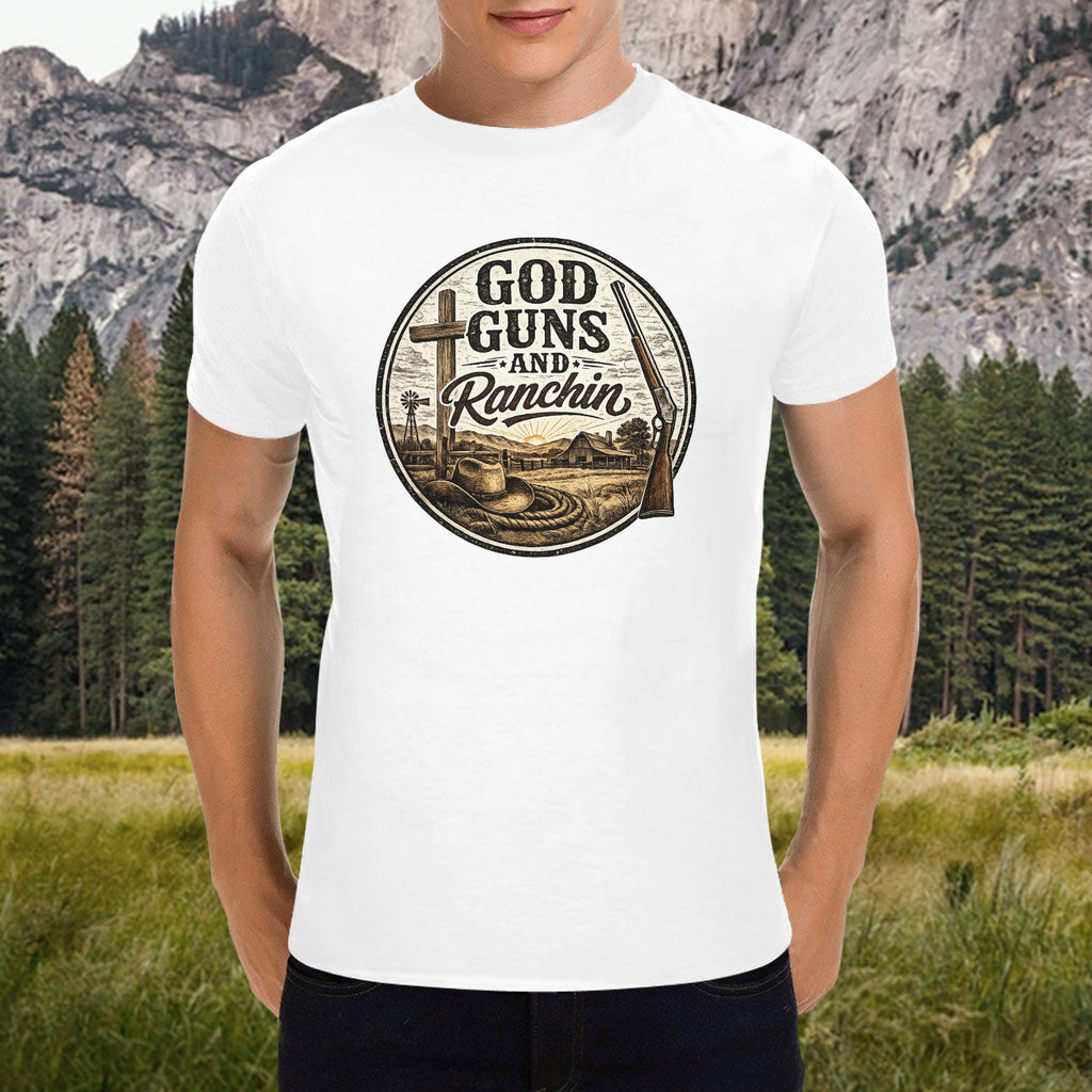 Men -God Guns and Ranchin Tee
