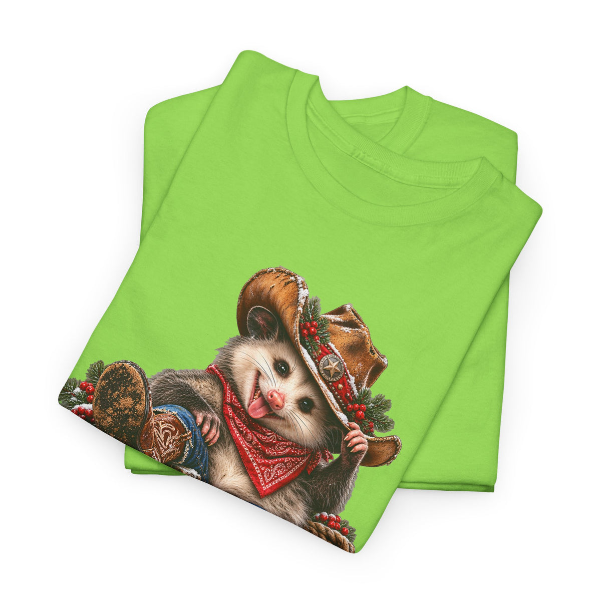 Pete the Possum Women’s Classic Christmas Tee – Western Cowgirl Holiday Shirt